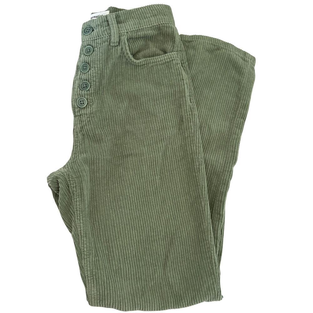Reformation Cynthia Button Fly High Rise Corduroy Pants 24 Moss Dark Academia - Picture 5 of 9